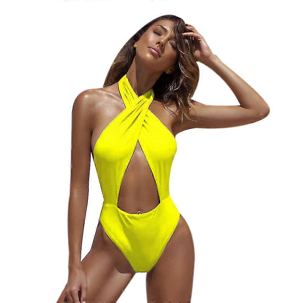 Damen Einteiliger Badeanzug Backless Cross Backless Badeanzug