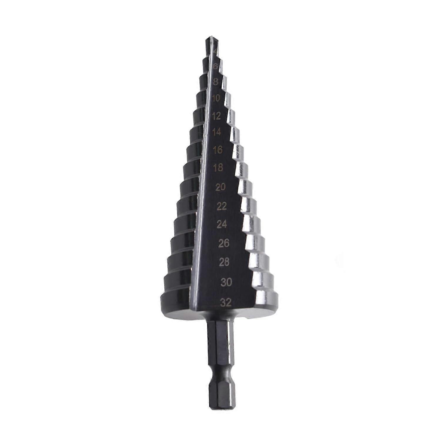 Step Drill Bit, 4-32mm Conical Drill Bit Step Metal Triangle Conical Titanium HSS, Triangular Shank, Step Metal Bit for Screwdriver on Metal Steel, W