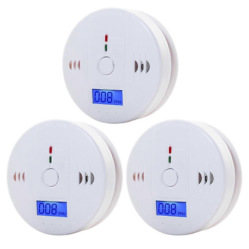一酸化炭素検出器3パックCOアラーム検出器バッテリー駆動家、寝室、リビングルーム、ガレージ用