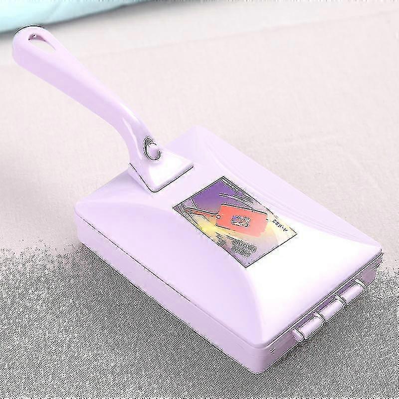 Handheld Carpet Table Sweeper Crumb Fur Brush Cleaner Collector Roller Desktop Cleaner Purple - With Handle