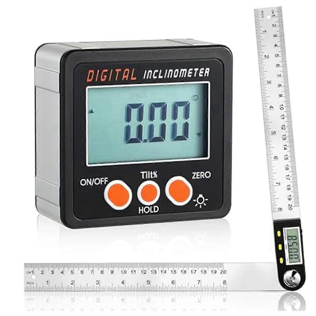 Digital Angle Finder, Digital Angle Ruler and Digital Angle Gauge, 8 Inch/200 mm 0-360 Degree LED Digital Protractor