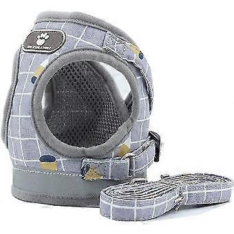 Cat And Puppy Harness And Leash Set, Plaid Mesh Adjustable Outdoor Small Dog Harnesses Escape Proof Safety, Breathable Comfort Reflective Dog Vest, Fi