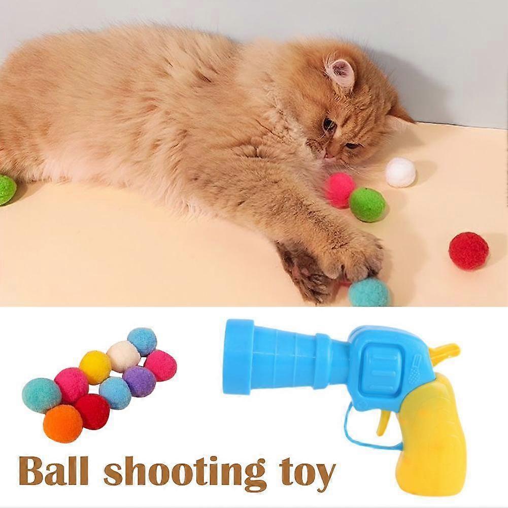 Plush Ball Shooting Gun,Cat Fetch Toy Mini Foam Ball Blasters Launcher Interactive Play For Training Cat Fun Toys,100% New
