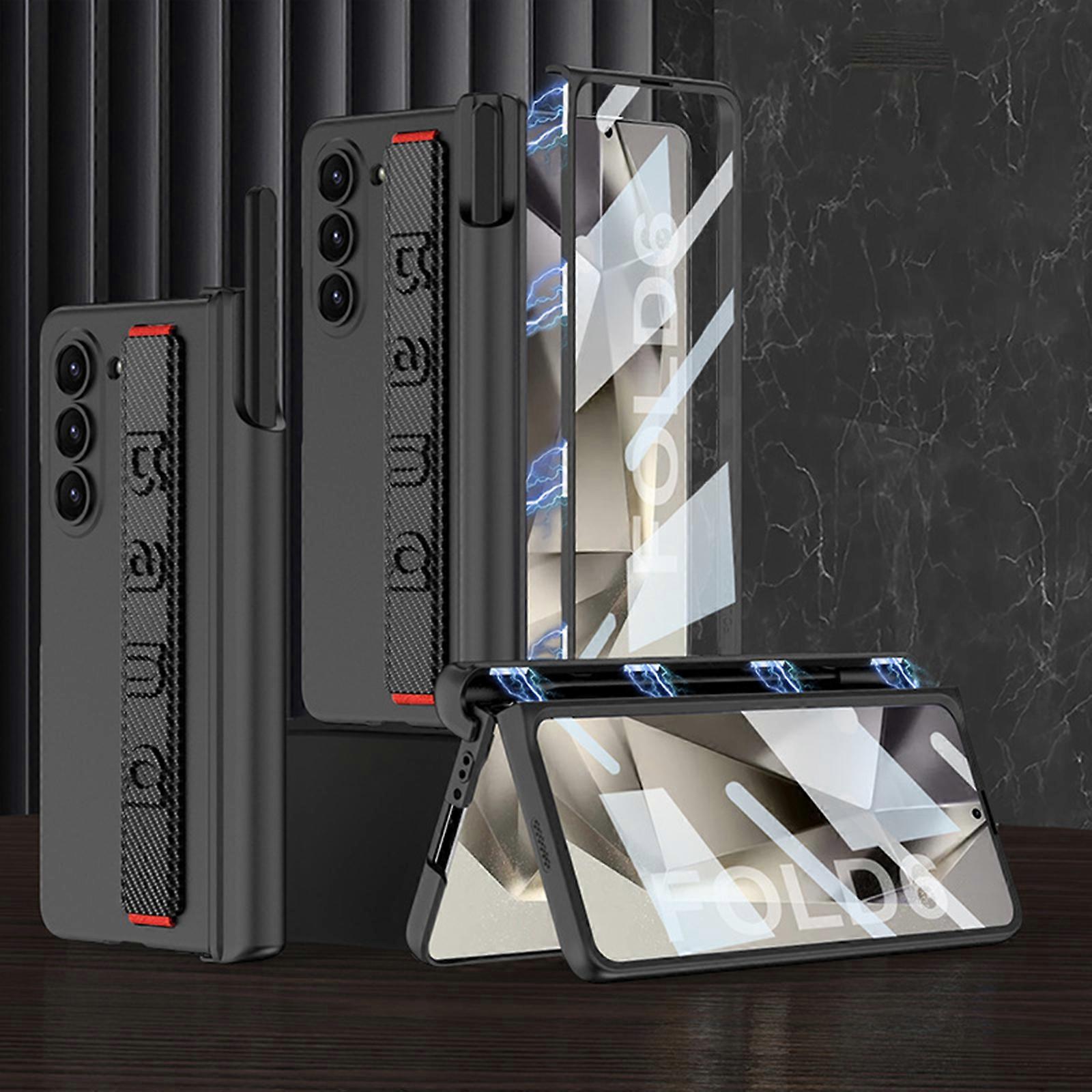 Strap Case for Samsung Galaxy Z Fold 6 Case with S Pen Holder & Magnetic Hinge Protection,Screen Protector Case for Galaxy Z Fold 6 Case