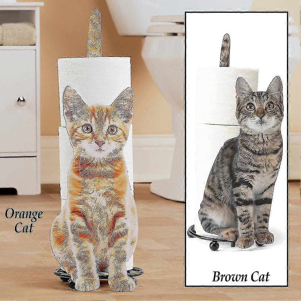 Roll Paper Holder Creative Cat Shaped Toilet Paper Storage Rack Simulation Kitten Metal Paper Stand