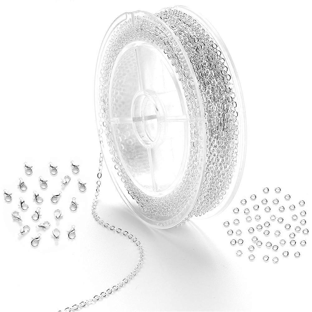 Link Chain Spool Bulk with 4mm Jump Ring and Lobster Clasps for Craft DIY Necklace Jewelry Making S