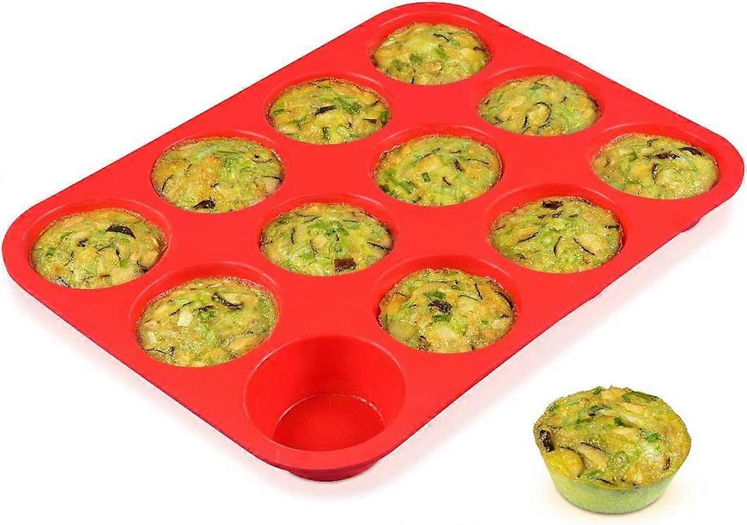 Althee 12 Cups Silicone Muffin Pan - Nonstick BPA Free Cupcake Pan 1 Pack Regular Size Silicone Mold