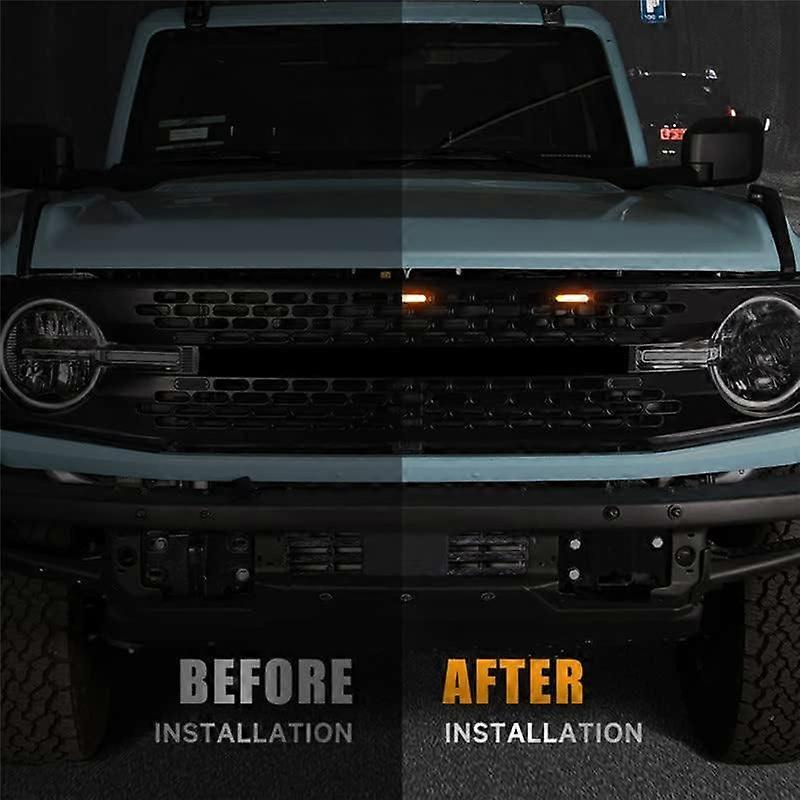 Oświetlenie grilla LED do Forda Bronco 2021 2022 2023 2/4-drzwiowy zestaw żółtych lamp grillowych Bronco Accessorie