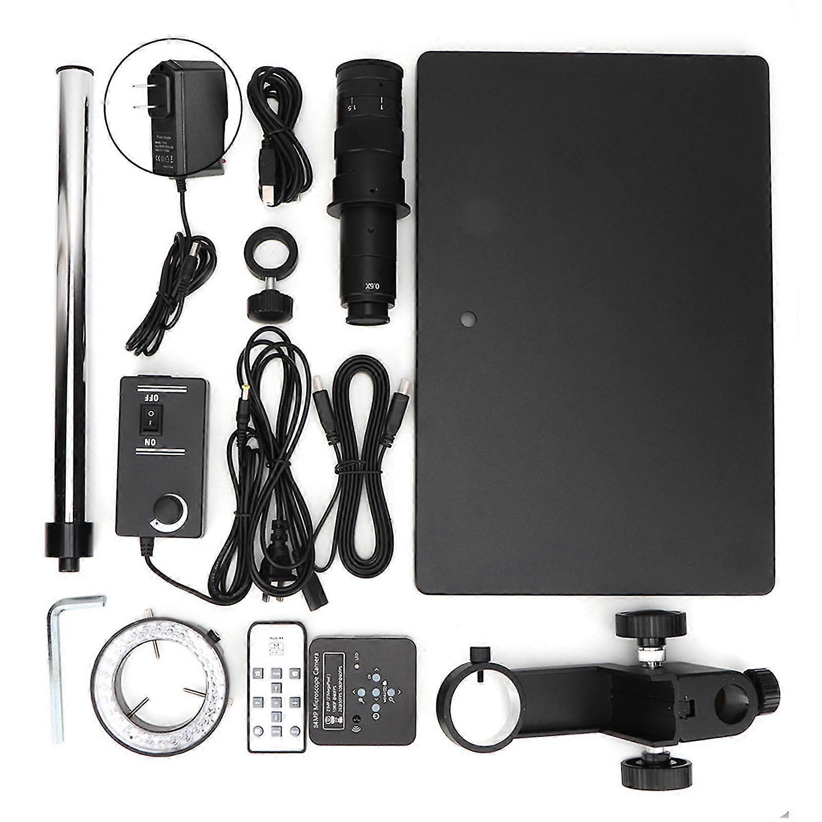 34MP Digital Industrial Soldering Microscope with HDMI and USB Outputs, 100-240V Power Supply