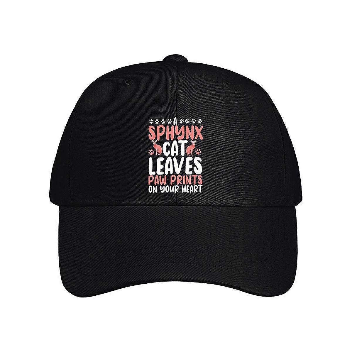 A Sphynx Cat Leaves Paw Prints Baseball Cap