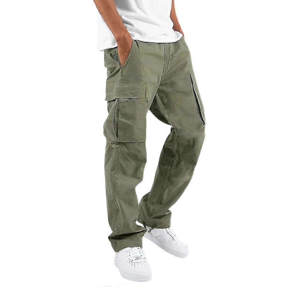 Män Multi Pockets Cargo Pants Sommar Baggy Work Combat Byxor
