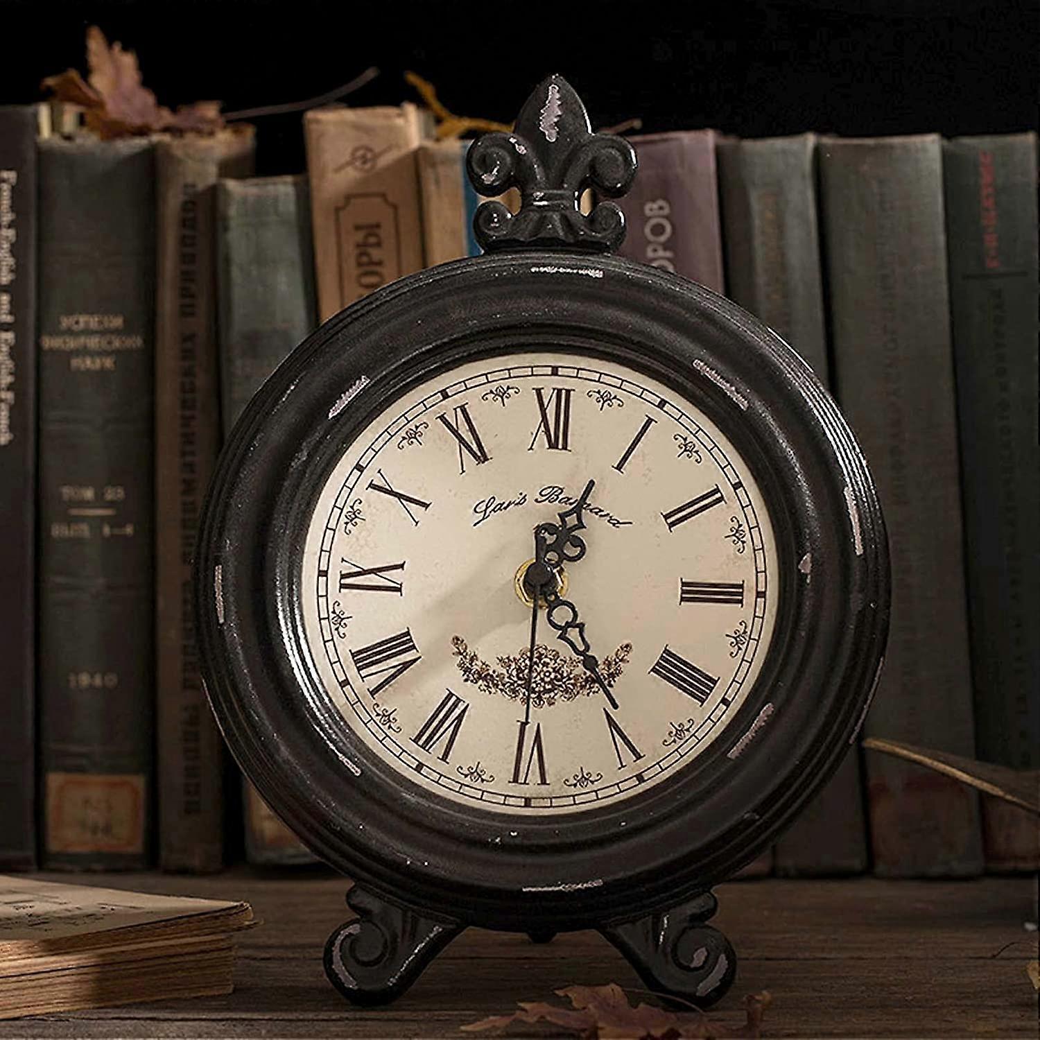 Rustic Mantle Clock for Table Decor,Vintage Wooden Small Desk Clock ...