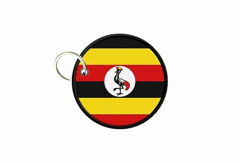 Keychain keys Ugandan flag printed round round round