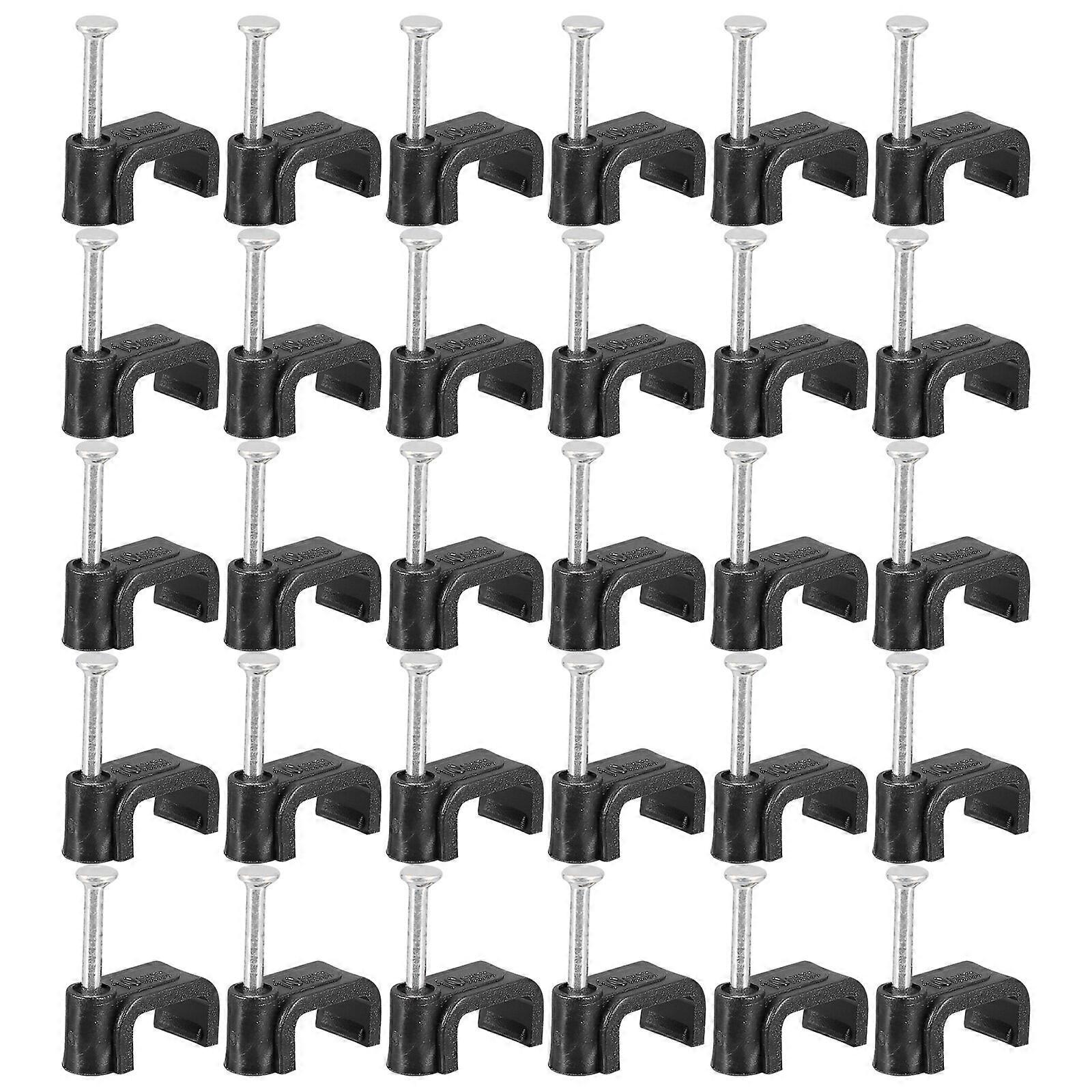 100Pcs Half Clamps Black J Hooks with Nails Pipe Support Clamps Fixing Tools