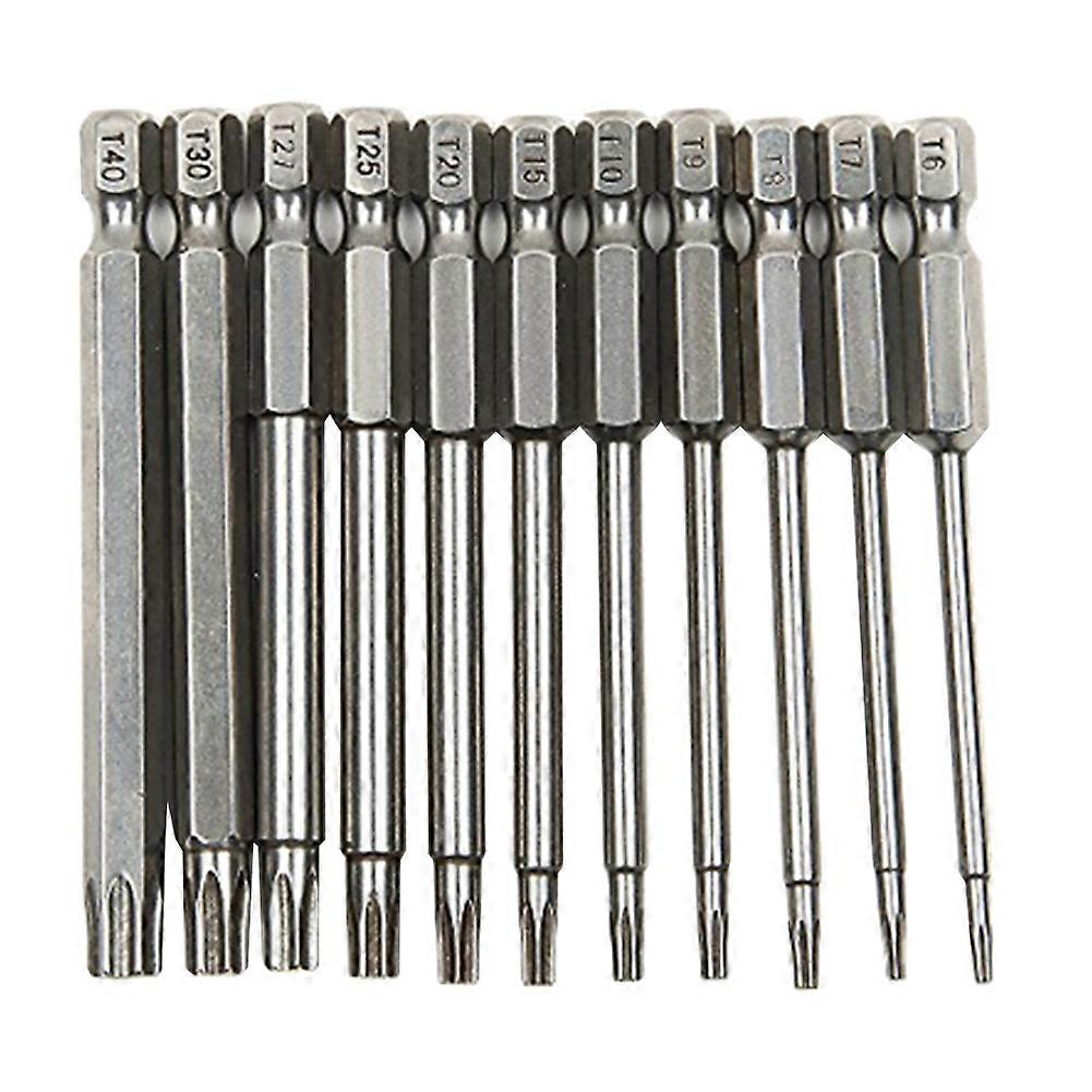 11Pcs 75mm Hole 1/4inch Hexagonal Shank Torx Electric Screwdriver Bits Tool Set