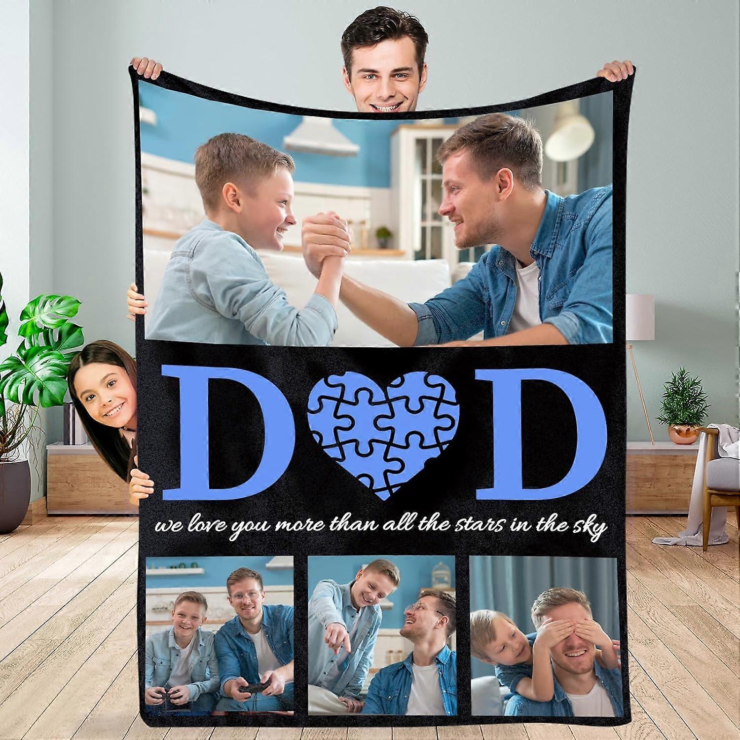 Custom Blanket with Photo Text, Personalized Flannel Throw Blanket, Customized Blanket Using My Own Photos, Birthday Christmas Wedding Gifts for Mom D