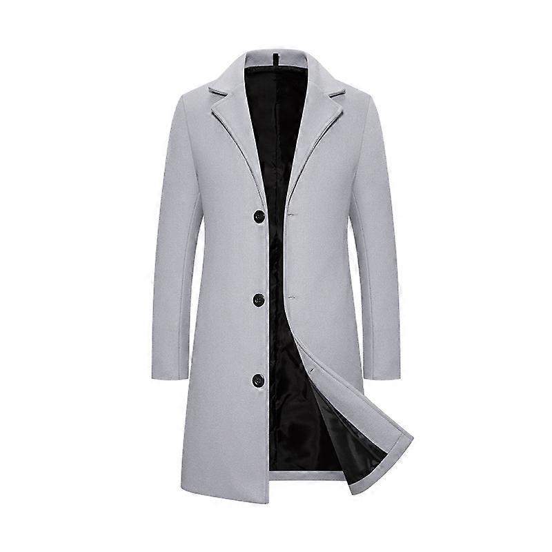 Mens Trench Coat Lapel Single Breasted Long Peacoat Overcoat