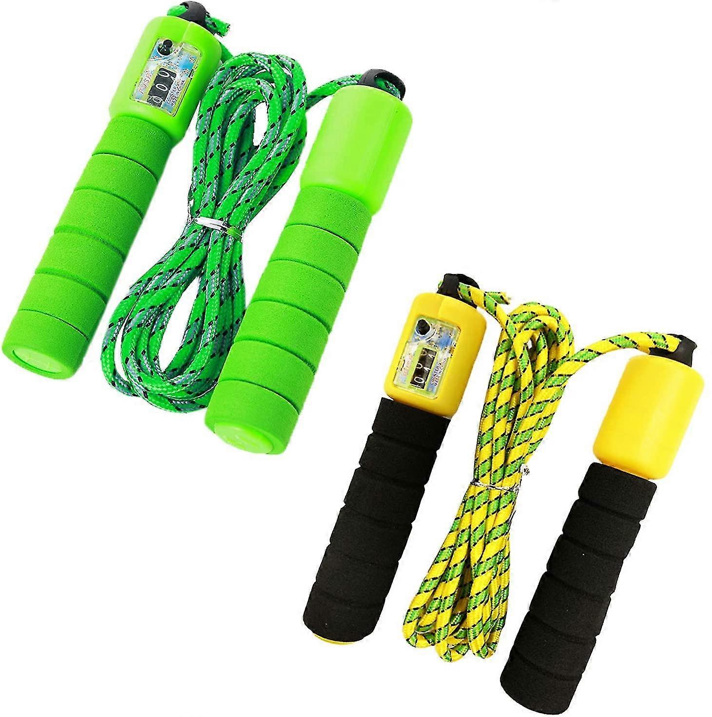 Jump Rope For Kids, Jump Rope With Counter And Comfort Handle, Adjustable Jump Rope Green Black(2Pcs)