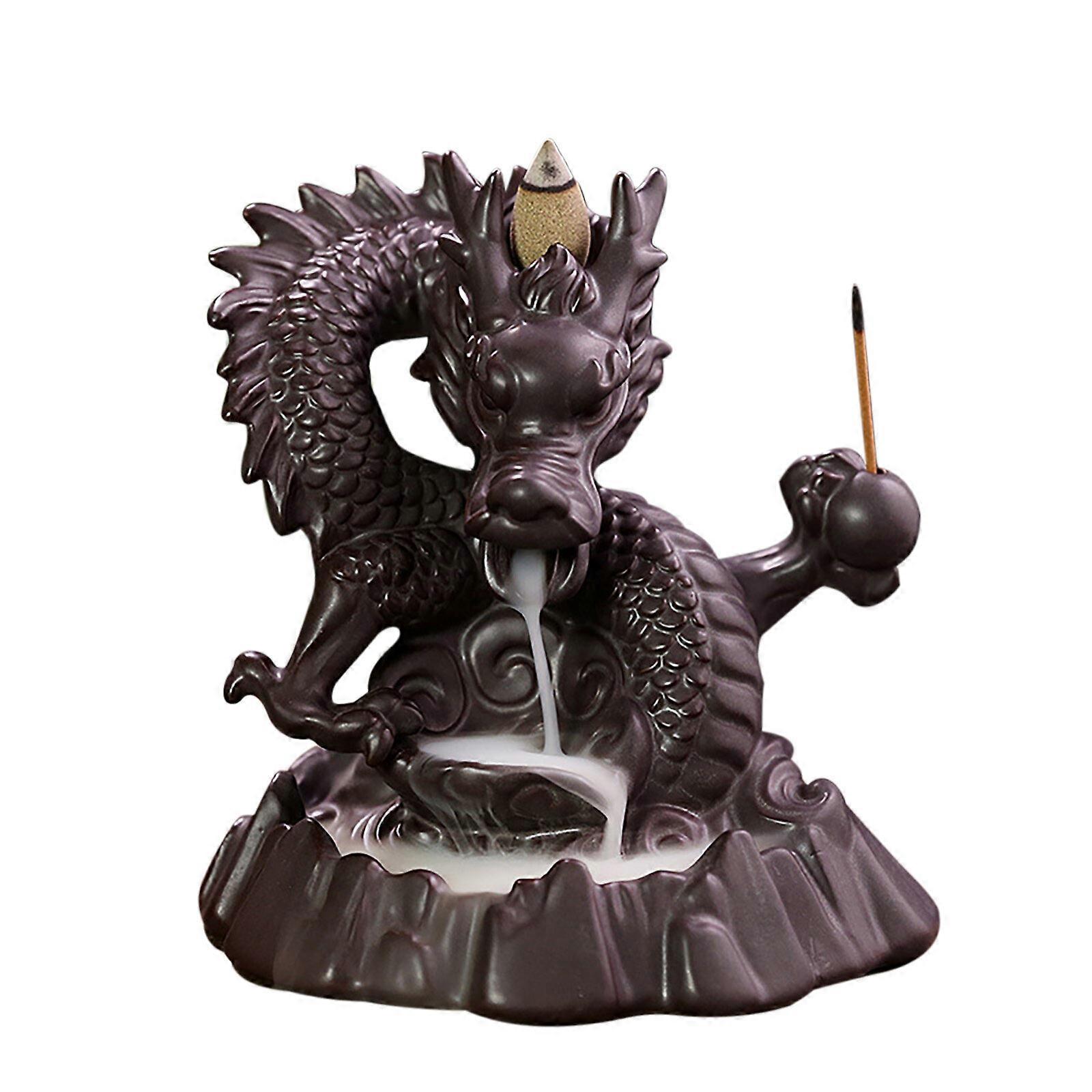 Dragon Statue Backflow Røgelse Brænder Vandfald Røgelse Kegleholder Ornament