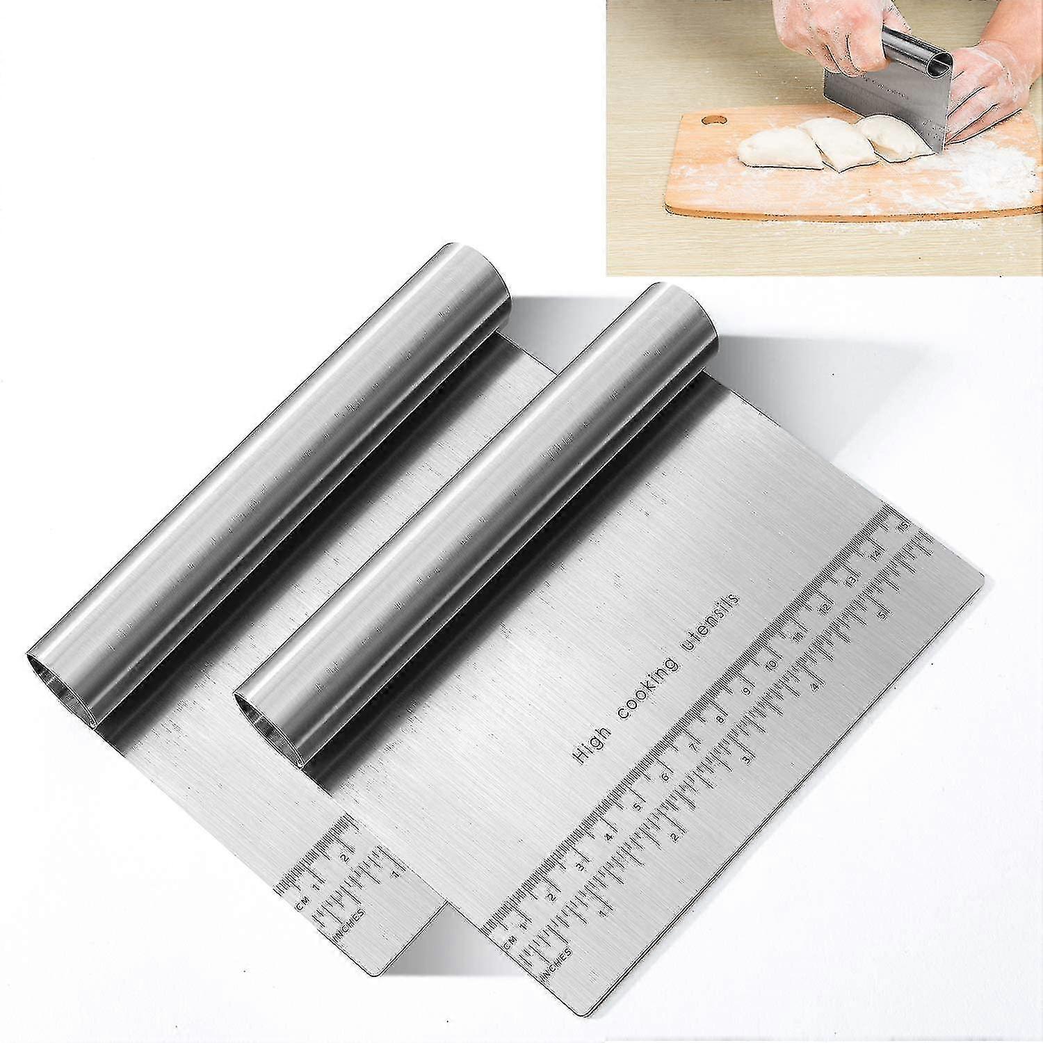 Dough pastry scraper with measuring scale