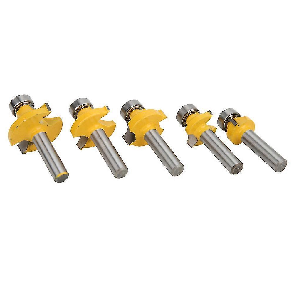 Router Bit 8mm Shank Round Corner Trimming Set 5 Pcs Surface Painted Alloy
