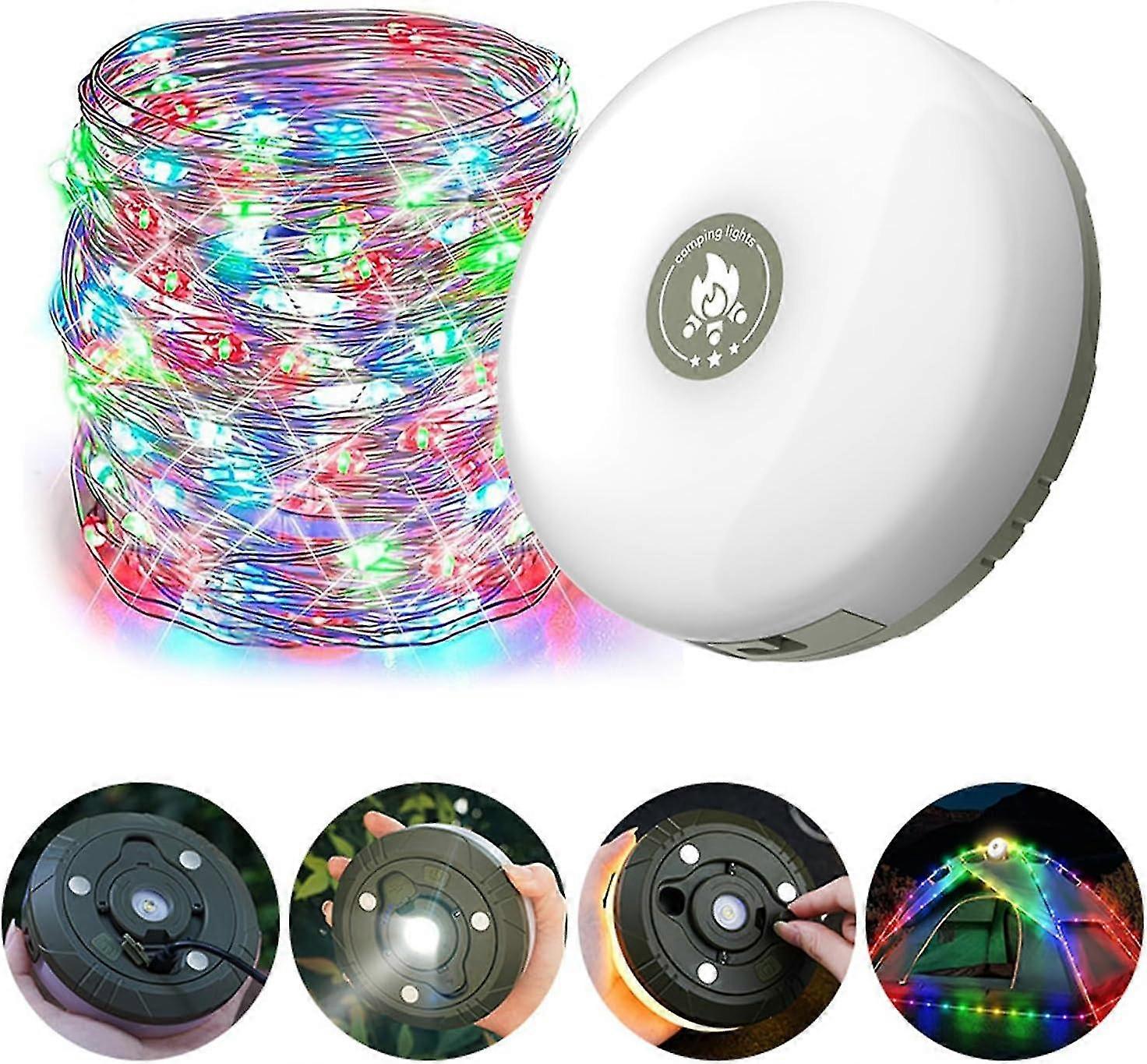 2-in-1 USB Rechargeable Camping Lights, Portable & Adjustable Brightness Modes, Outdoor String Lights For Camping