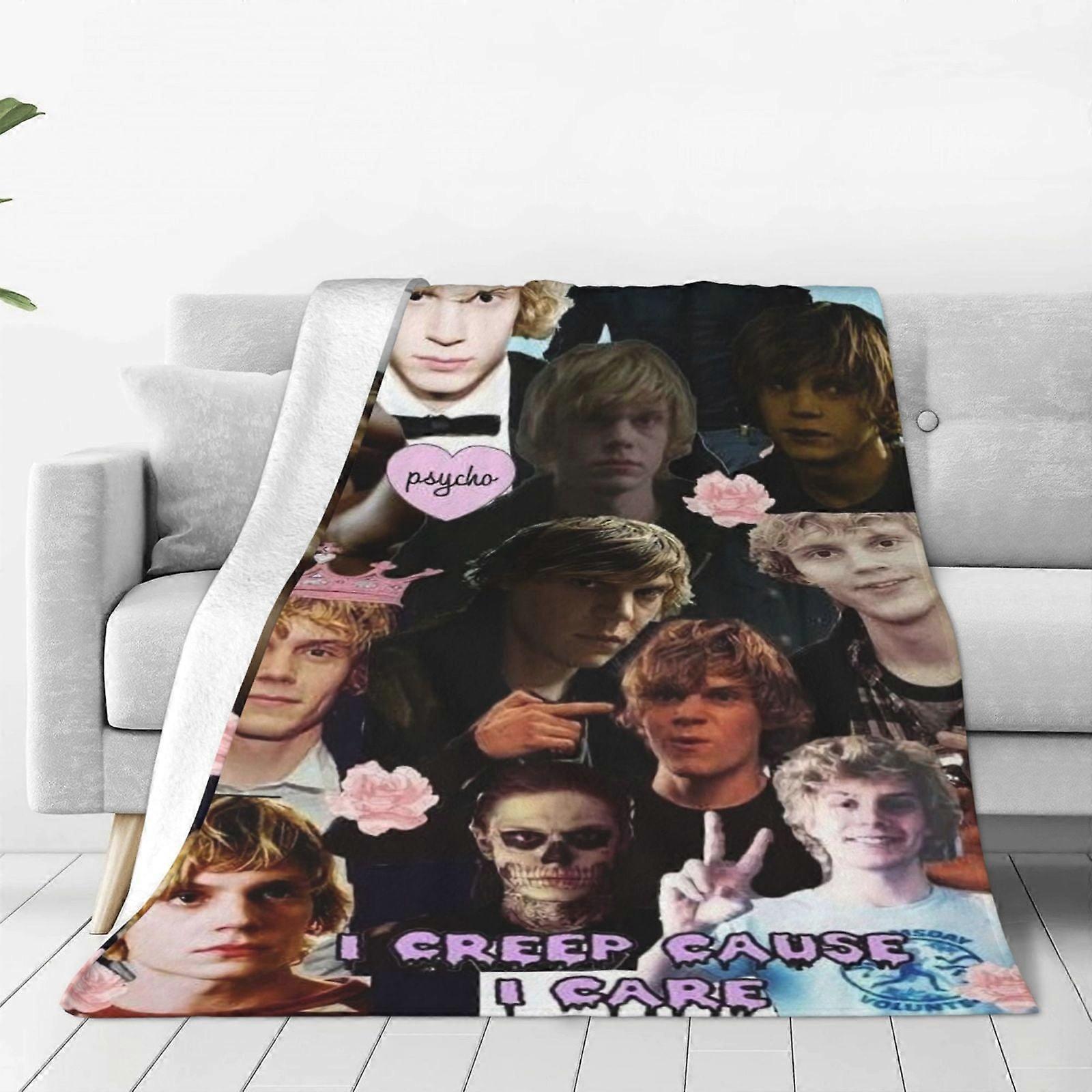 Evan Peters Fleece Throw Blanket, Ultra Soft Cozy Luxury Fuzzy Blanket For Couch Bed Sofa, Lightweight Warm Plush Blankets Bedding For All Season64xMT