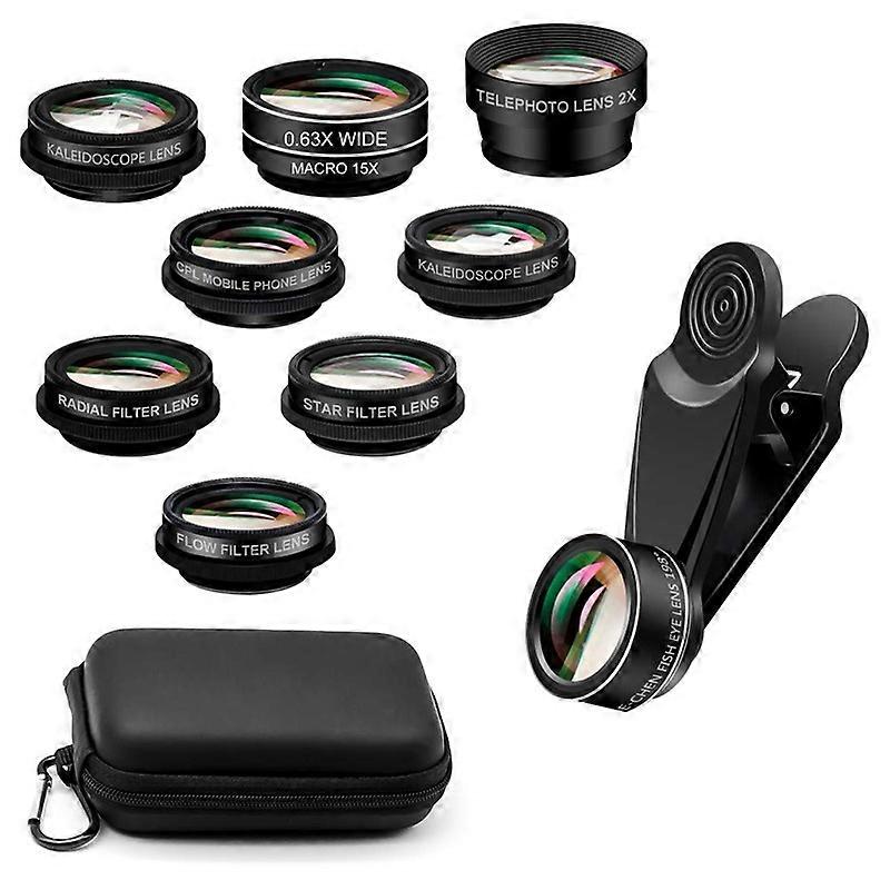 Phone Camera Lens, 10 In 1 Clip-on Cell Phone Lens Kit Wide-Angle Macro Fisheye Lens External Camera Lens