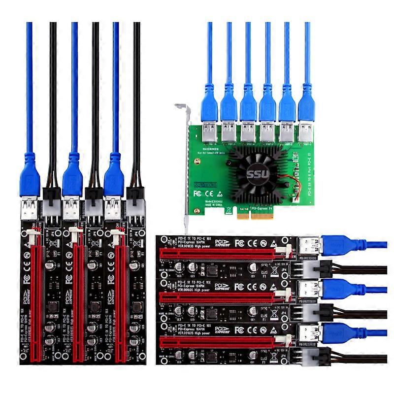 6Pieces Powered Riser Adapter Card PCI Express Multiplier Riser Card Durable