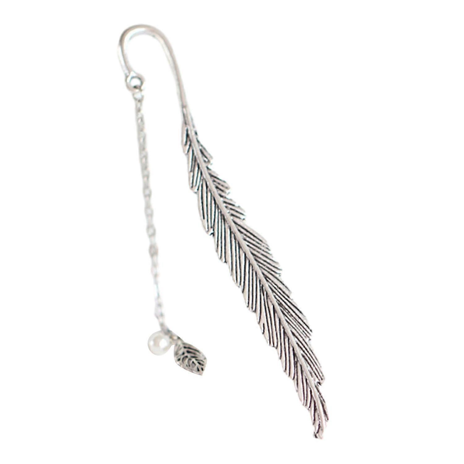Metal Feather Bookmarks with Textured Tassel Vintage Style Fun Reading Experience Alloy Feather