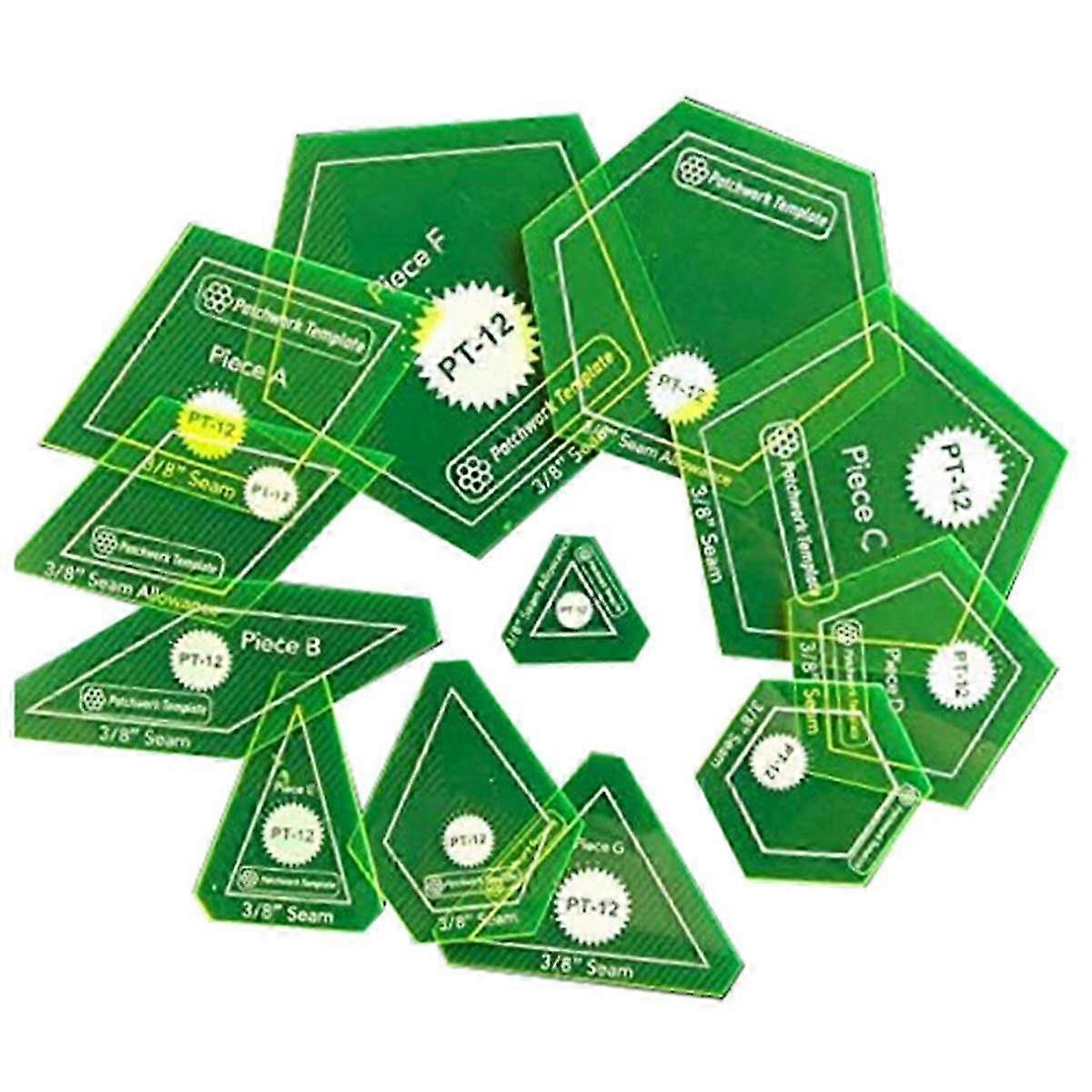 Set Of 12 Patchwork/english Paper Piecing Quilt Template Set,hand Sewing Template Diamond Triangle Patchwork Tool