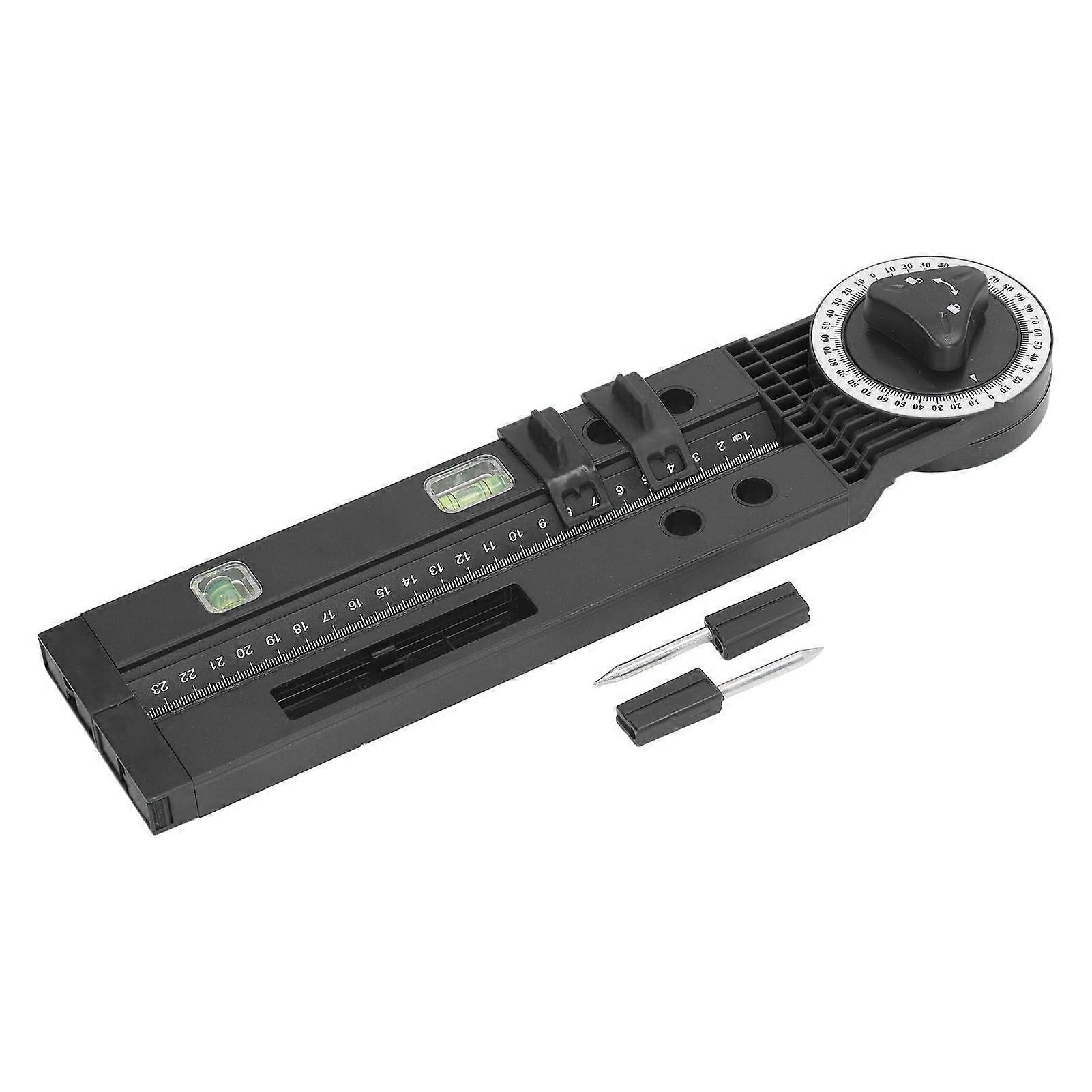 Miter Saw Protractor Metal Angle Measurement Finder Gauge Cutting Guide Tool with Bubble Level Black