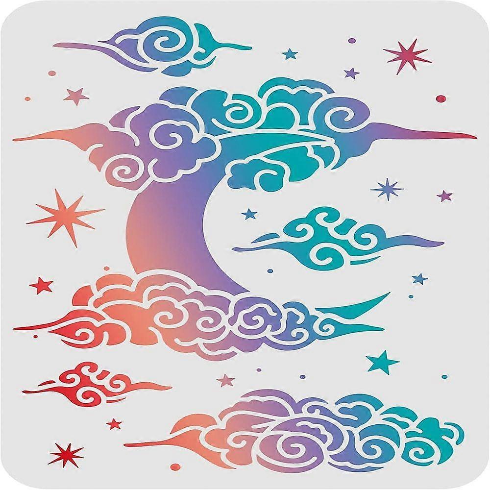 1pc Large Plastic Reusable Drawing Painting Stencils Templates for Painting on Scrapbook Fabric Tiles Floor Furniture Wood Rectangle Moon Pattern 297x
