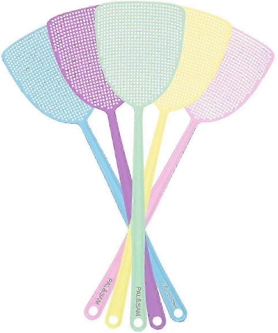 fly swatter, strong flexible manual swat set, assorted colors (5 pack)