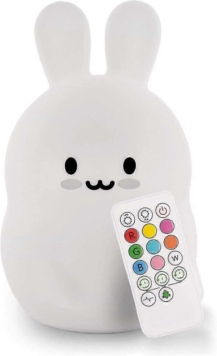 Kids Night Light, Rabbit Led Silicone Bedside Lamp / Nursery Lamp / Rechargeable Night Light - Adjustable Brightness And Color / Time Setting / Touch