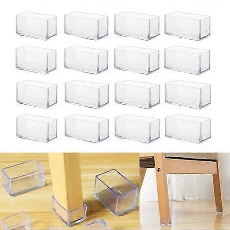 16pcs Rectangular Silicone Chair Leg Floor Protectors 20x30mm