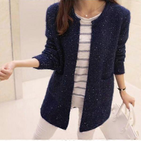 Women's Autumn New Mid To Long Cardigans Knitted Sweaters Knitted Jackets Long Sleeved Top