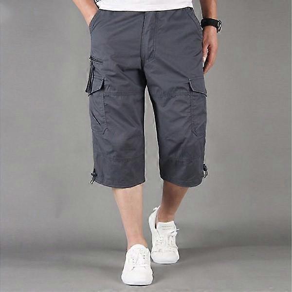 Men Plain Multi Pocket Cargo Shorts Pants Elasticated Trouser Casual Summer
