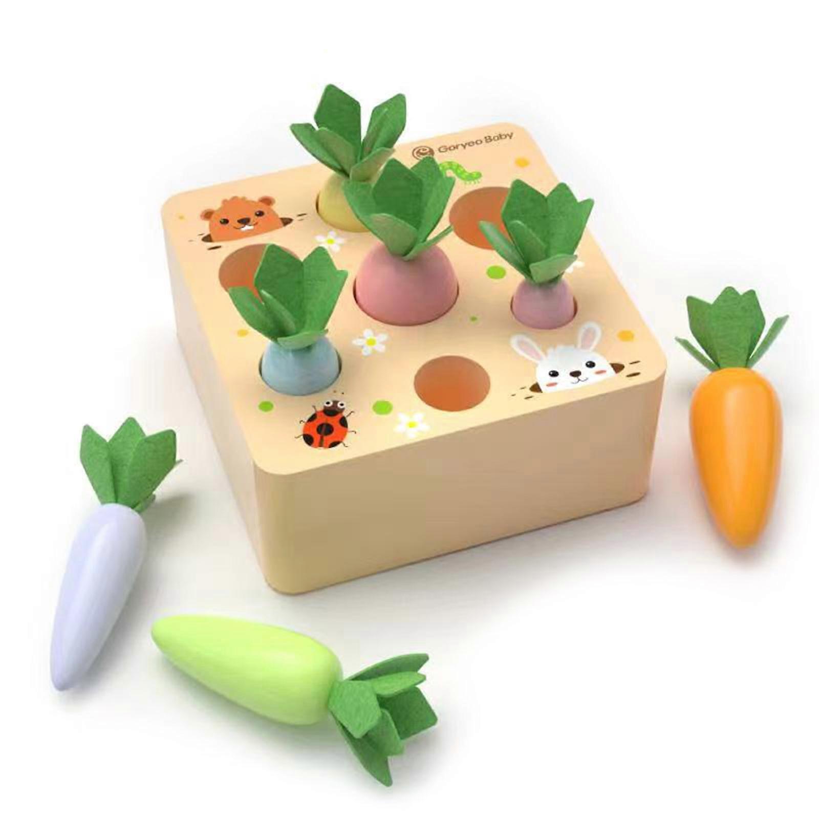 Learning Carrot Wooden Board Game Plugging Toy Shape Matching Toy Fine Motor Skill Hand-Eye Exercising Toys for Baby