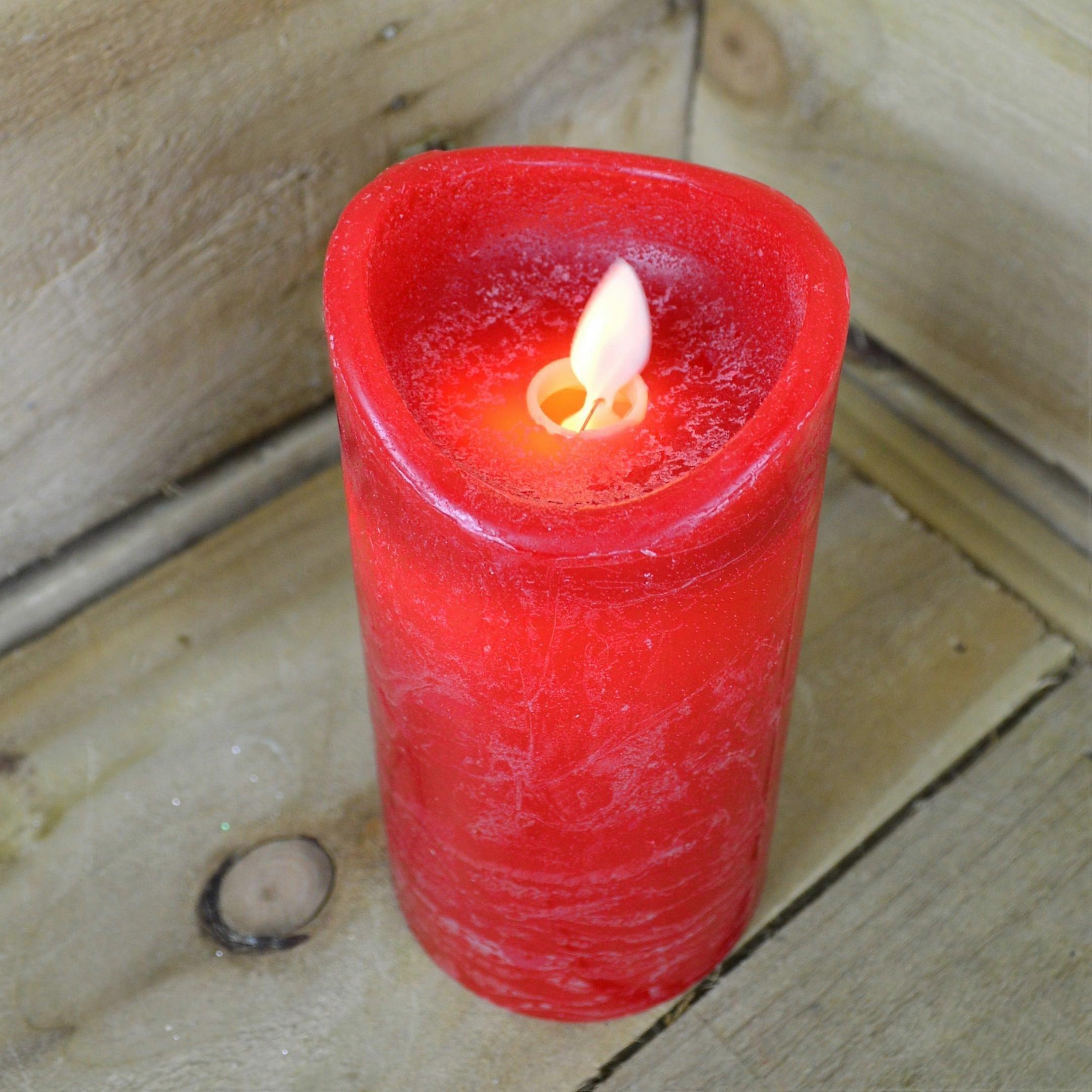15Cm Red Wax Led Realistic Flame Flickering Candle With Timer Function