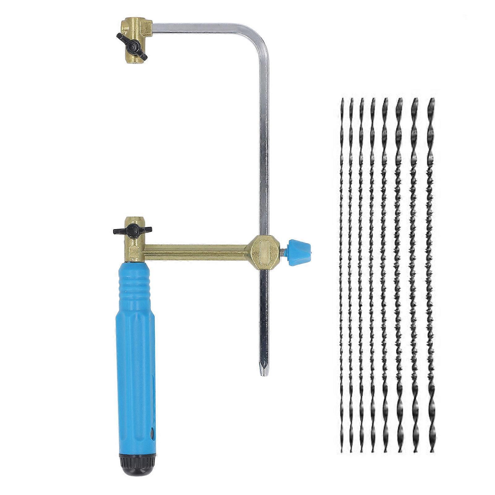 Coping Saw Kit Fast Cutting Woodworking Hand Saw 70mm with 8pcs Cutters for Metal Wood Plastic Crafts Making