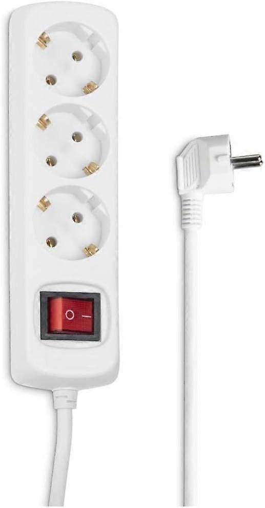 socket strip 3-fold with switch, 3M, White, 1800W, EU Plug