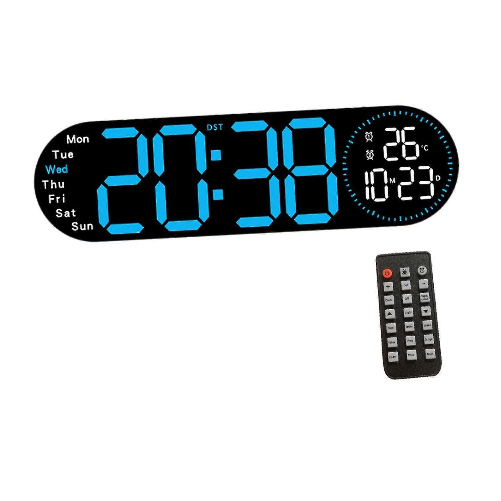 Digital Wall Clock Multipurpose Dual Alarm for Classroom Living Room Blue