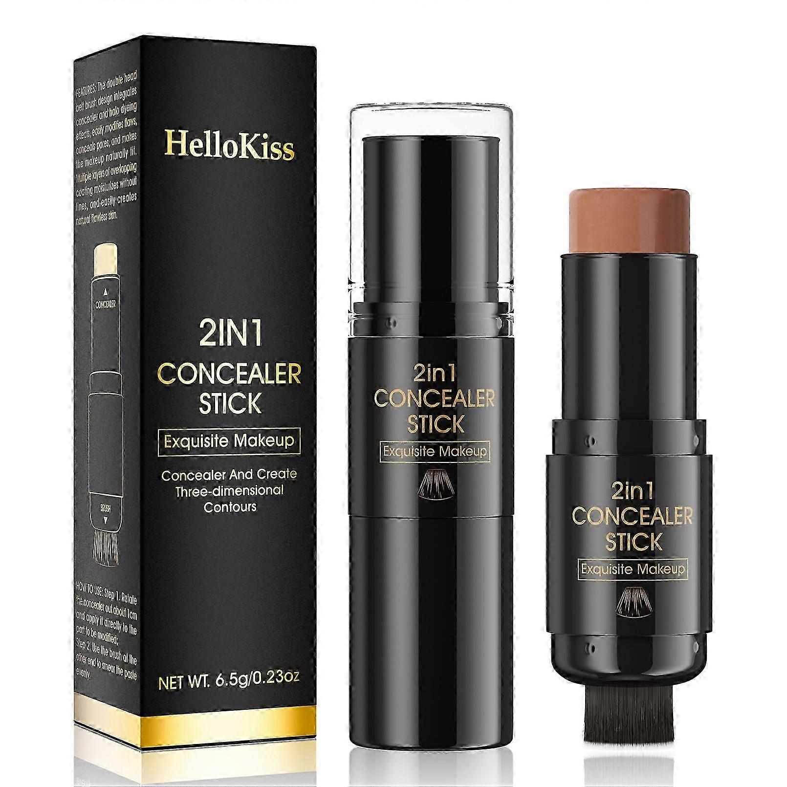 Hellokiss Multi-Function Contorting Blush Foundation Highlighter Stick Waterproof Double Head With Brush Face Makeup Highlighter
