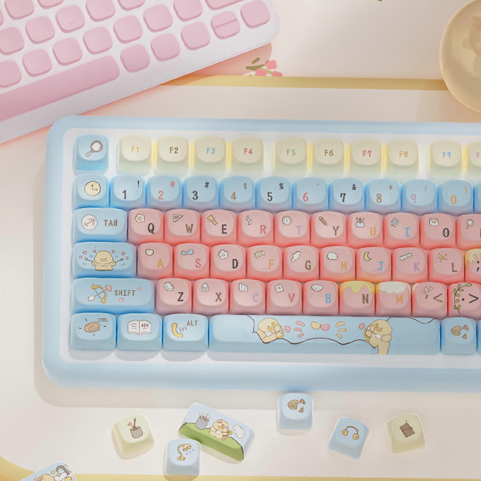 Keyboards Keycaps 112PCS Cartoon Animal Keycaps Set MCA Profile for Mechanical Keyboards For 68/75/84/98/100/104/108