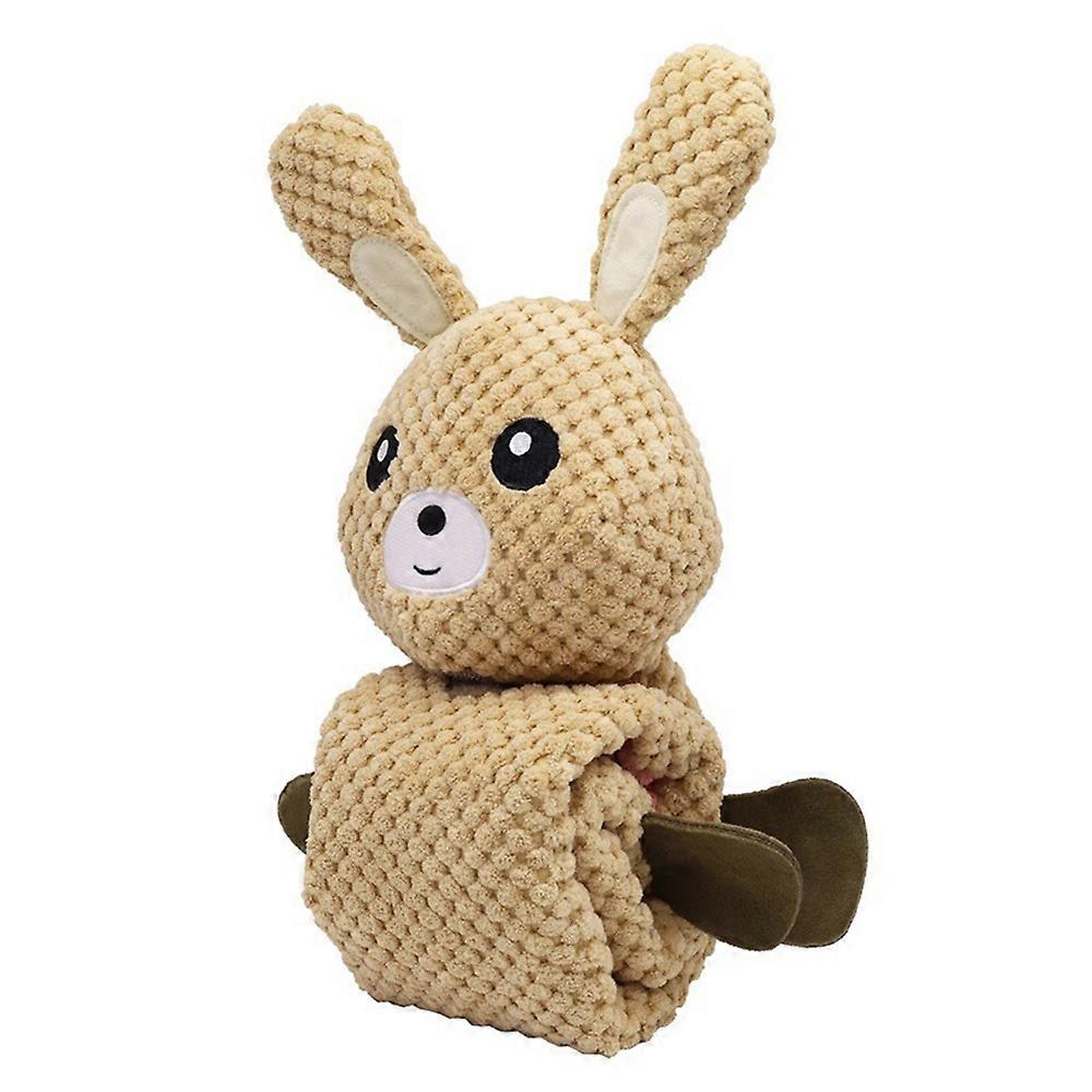Rabbit Design Leaky Food Sniffing Dog Puzzle Plush Toy Chewing Cleaning Teeth Pet Squeak Toy ST