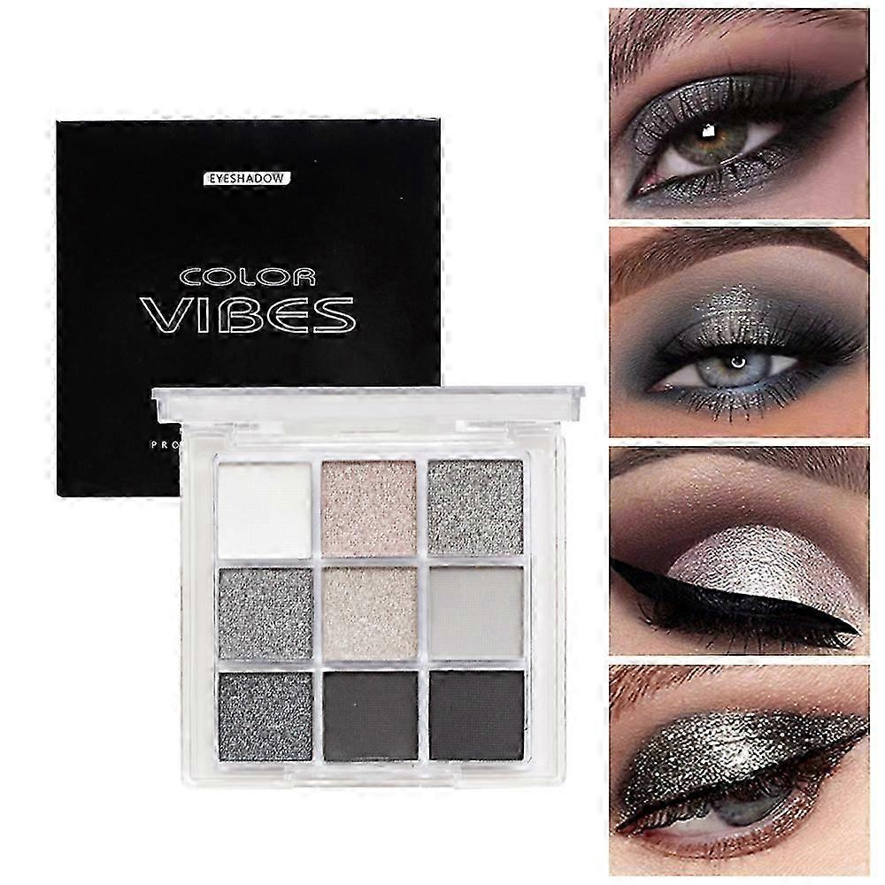 9 Colors Eyeshadow Palette , High Pigmented Blendable Matte & Glitter Shimmer Finishes, 24-Hour Long Lasting Eye Makeup for Christmas & Music Festival