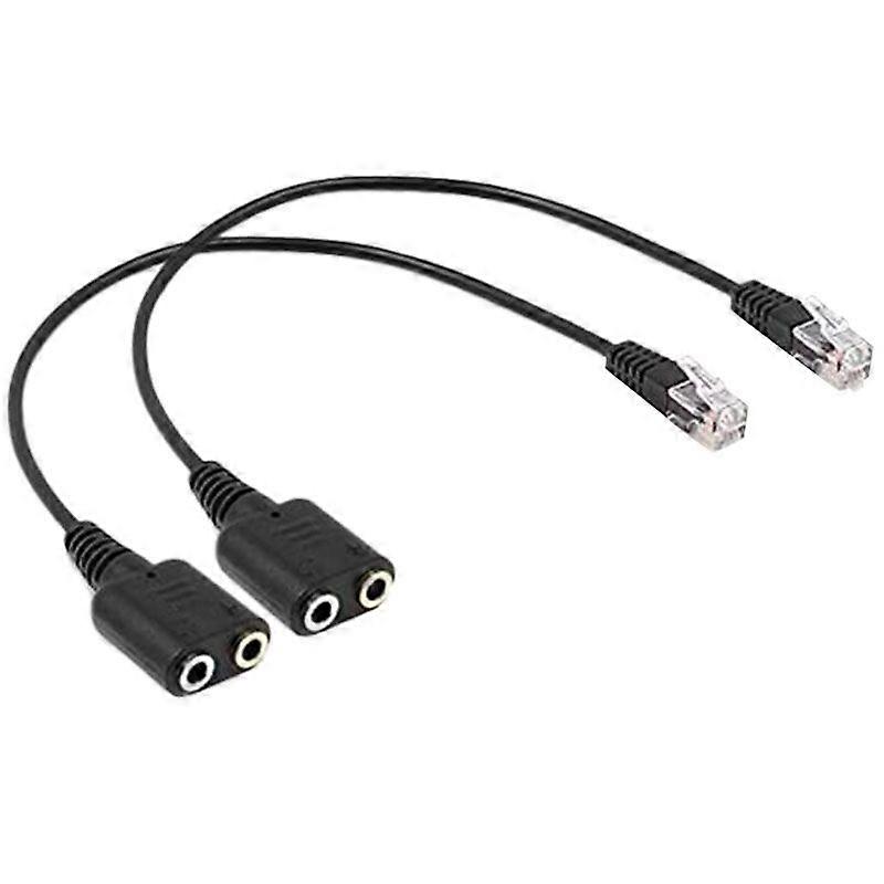 Headset Adapter RJ9 Plug Dual 3.5 Mm Audio Socket Socket To Plug RJ9 Plug Adapter Converter Cable for Telephone