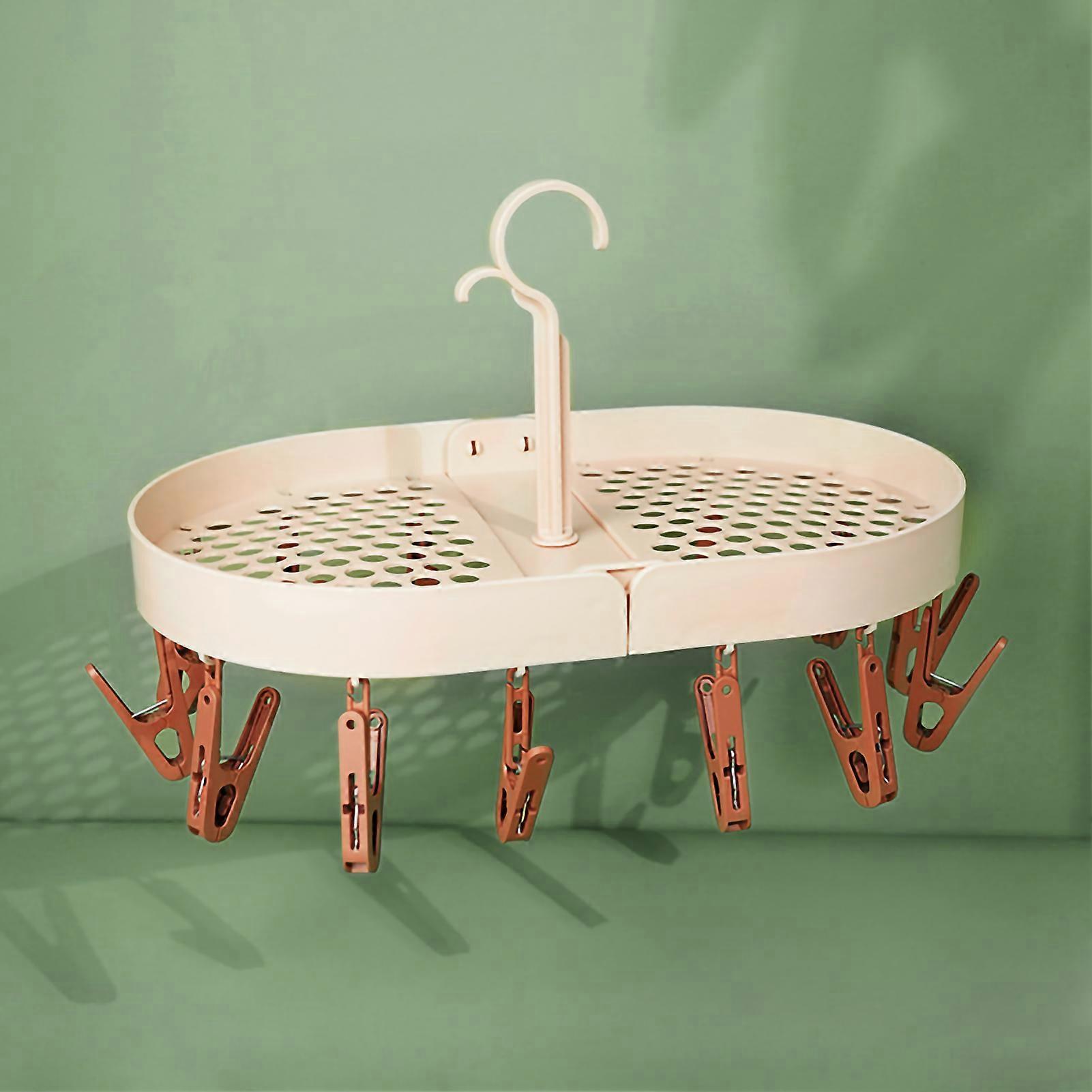 Rotatable Drying Rack 360 Degree Rotation Small Hooks Foldable Clip Drip Hanger for Home Dormitory