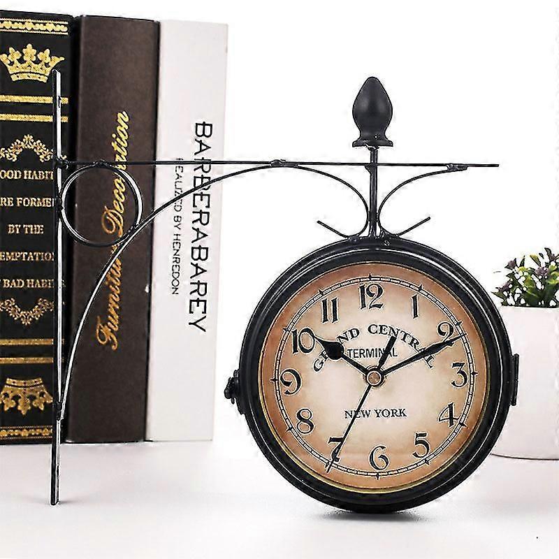 Outdoor Bracket Clock Garden Station Wall Clock Double Sided Clock Black/White